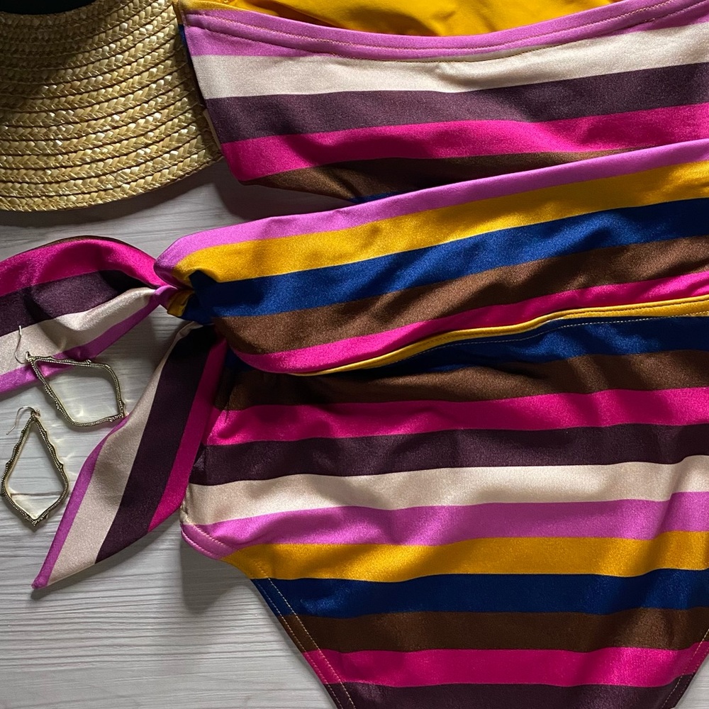 Zimmermann Striped Cutout Scarf Tie One Piece Swimsuit - Picture 6 of 15
